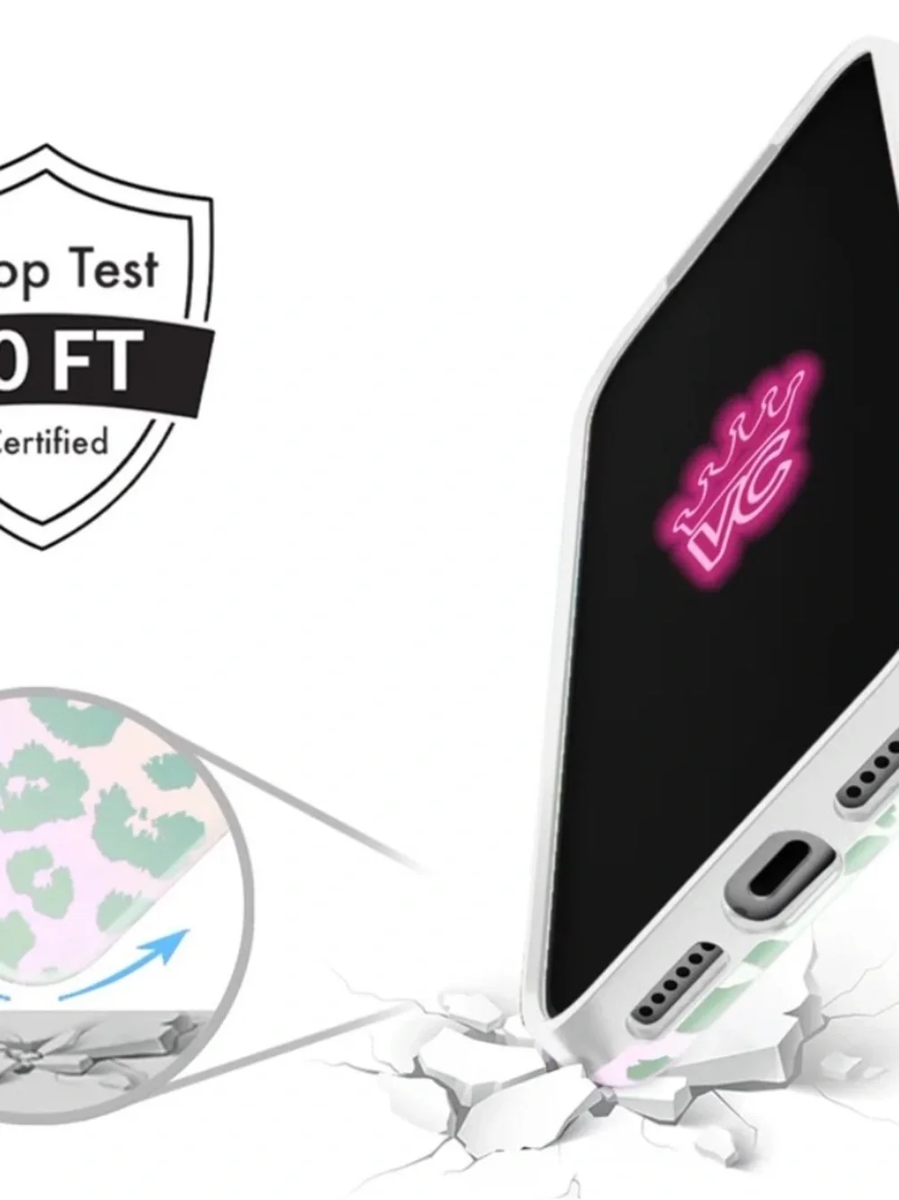 Velvet Caviar Holographic Leopard MagSafe Case in Iridescent Pastel